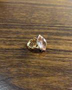 Fancy Shield Kite Shape Peach Pink Morganite Diamonds Halo 18K Rose Gold Ring