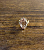 Fancy Shield Kite Shape Peach Pink Morganite Diamonds Halo 18K Rose Gold Ring