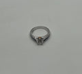 Round Shape Brilliant Cut Diamond Blue Sapphire Channel Set 18K White Gold Ring