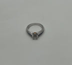 Round Shape Brilliant Cut Diamond Blue Sapphire Channel Set 18K White Gold Ring