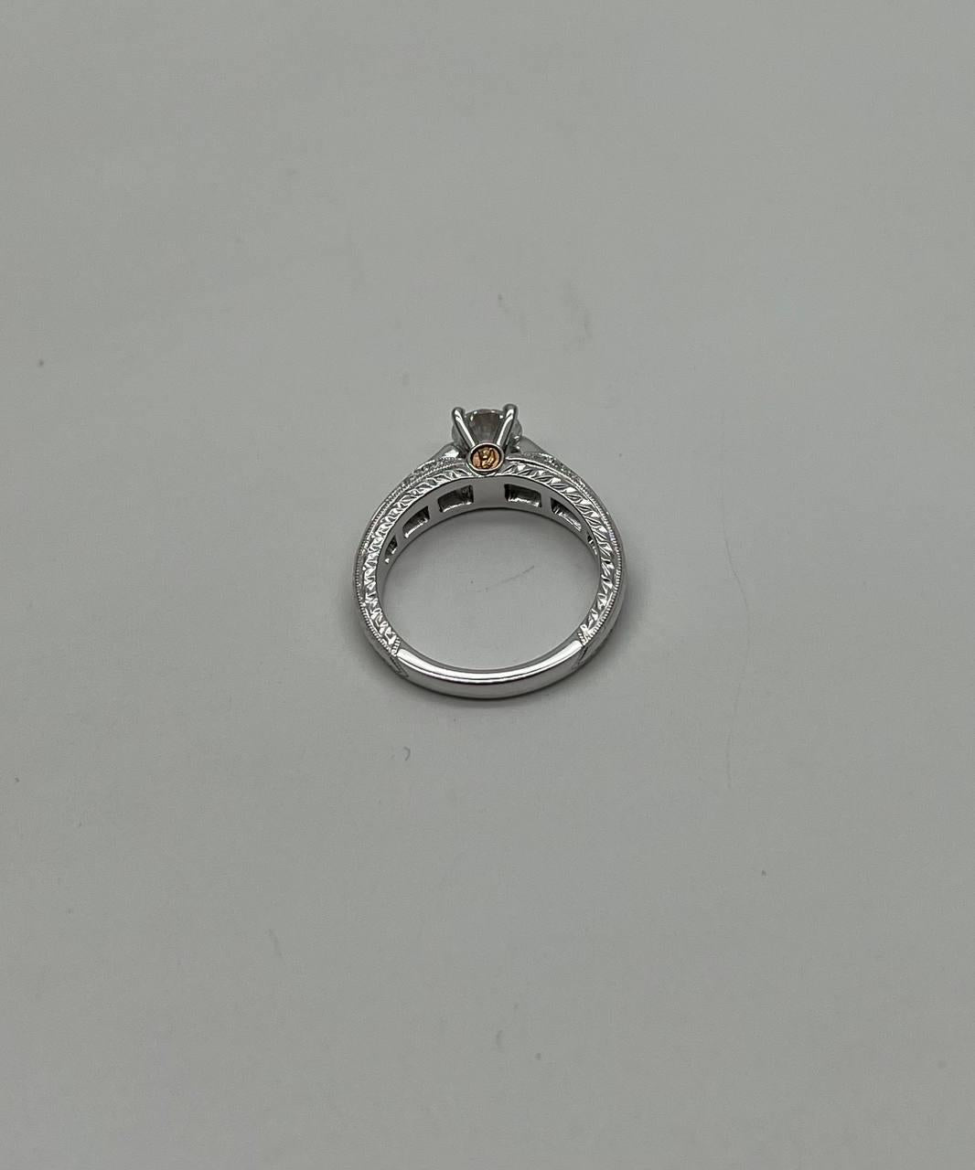 Round Shape Brilliant Cut Diamond Blue Sapphire Channel Set 18K White Gold Ring