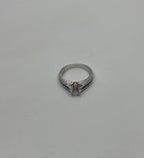 Round Shape Brilliant Cut Diamond Blue Sapphire Channel Set 18K White Gold Ring