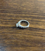 Round Shape Brilliant Cut Diamond Blue Sapphire Channel Set 18K White Gold Ring