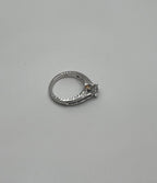Round Shape Brilliant Cut Diamond Blue Sapphire Channel Set 18K White Gold Ring