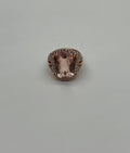 Shield Kite Shape Peach Pink Morganite Diamond Halo 18K Rose Gold Fancy Ring
