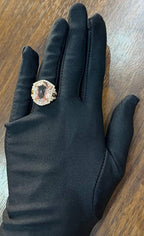 Shield Kite Shape Peach Pink Morganite Diamond Halo 18K Rose Gold Fancy Ring