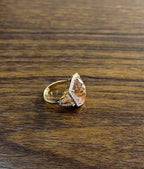 Shield Kite Shape Peach Pink Morganite Diamond Halo 18K Rose Gold Fancy Ring