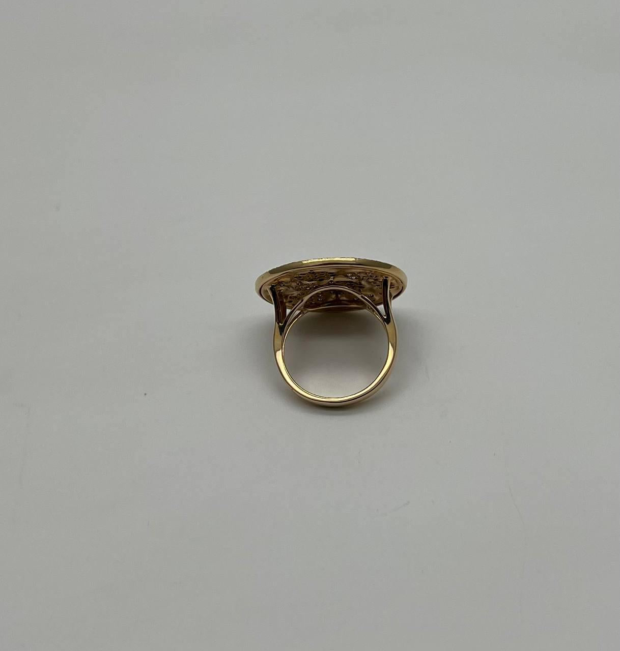 Diamond Pave Galaxy Solar Universal 14K Yellow Gold Pendant Statement Ring