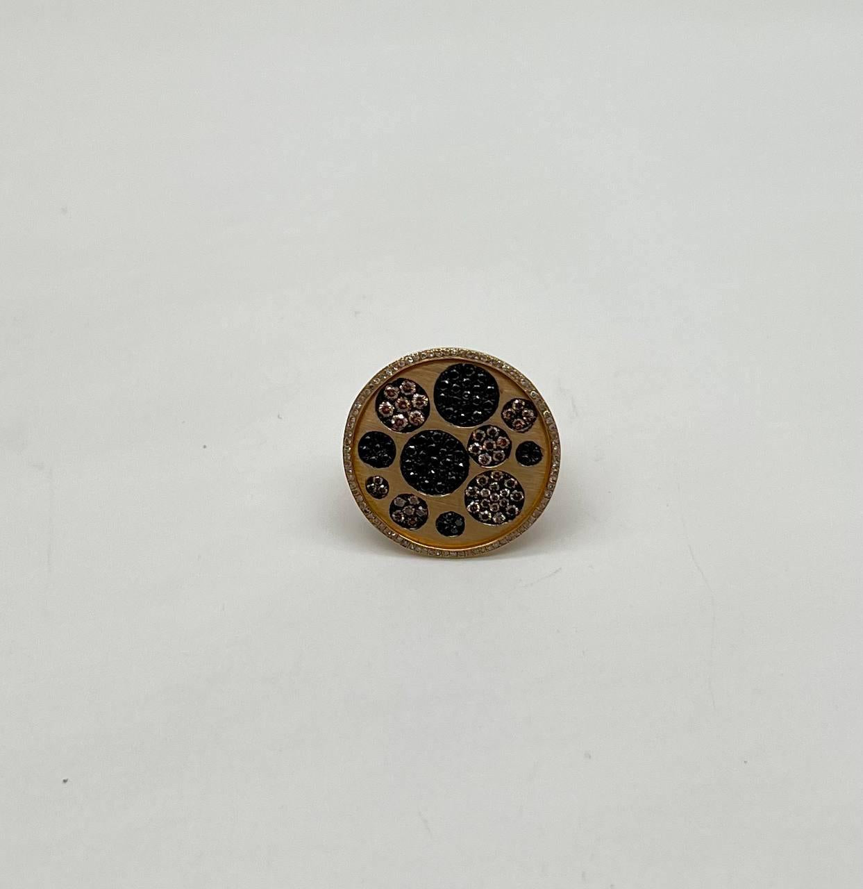 Diamond Pave Galaxy Solar Universal 14K Yellow Gold Pendant Statement Ring