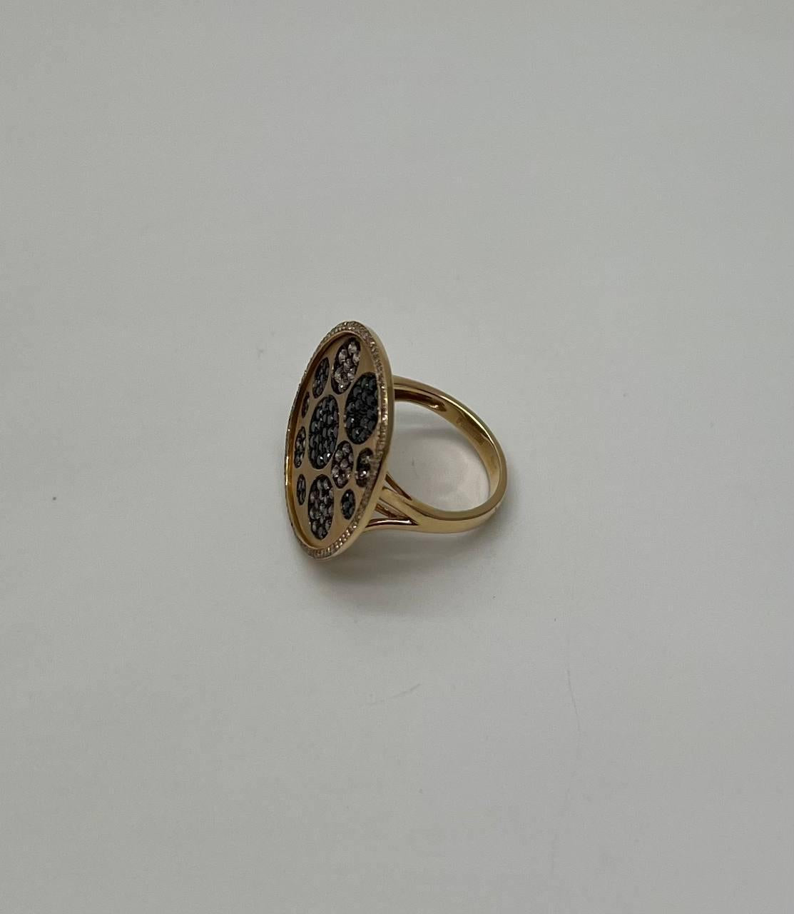 Diamond Pave Galaxy Solar Universal 14K Yellow Gold Pendant Statement Ring
