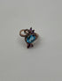 Oval Shape Swiss Blue Topaz Floral Flower Amethyst 14K Rose Gold Diamonds Ring