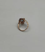 Blue Topaz Purple Amethyst Diamonds Floral Flower 14K Rose Gold Statement Ring