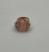 Pink Rose Quartz Cabochon Diamond Waves 14K Rose Gold Cocktail Ring