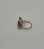 Large Pear Teardrop Shape Light Violet Purple Amethyst Rose Gold Diamonds Ring