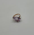 Large Pear Teardrop Shape Light Violet Purple Amethyst Rose Gold Diamonds Ring