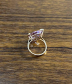 Large Pear Teardrop Shape Light Violet Purple Amethyst Rose Gold Diamonds Ring