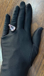 Large Pear Teardrop Shape Light Violet Purple Amethyst Rose Gold Diamonds Ring