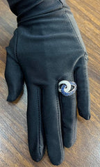 Intertwining Blue Sapphires Diamonds Interlocking Shapes White Gold Fashion Ring