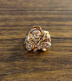 Rose Floral Flower Petals Diamond Pave Set 14K Rose Gold Cocktail Ring