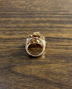 Rose Floral Flower Petals Diamond Pave Set 14K Rose Gold Cocktail Ring