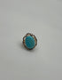 Blue Teal Turquoise Champagne Diamonds Halo 14K Yellow Gold Statement Ring