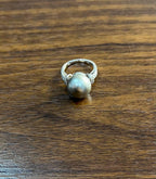 Grey Silver Black Tahitian Pearl 14K White Gold Diamond Baguette Statement Ring