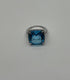 Cushion Shape Swiss Blue Topaz Diamond Halo 14K White Gold Cocktail Ring