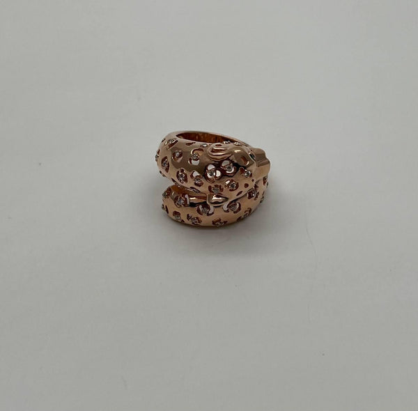 Leopard Jaguar Panther Lion Diamond Emerald 14K Rose Gold Statement Animal Ring