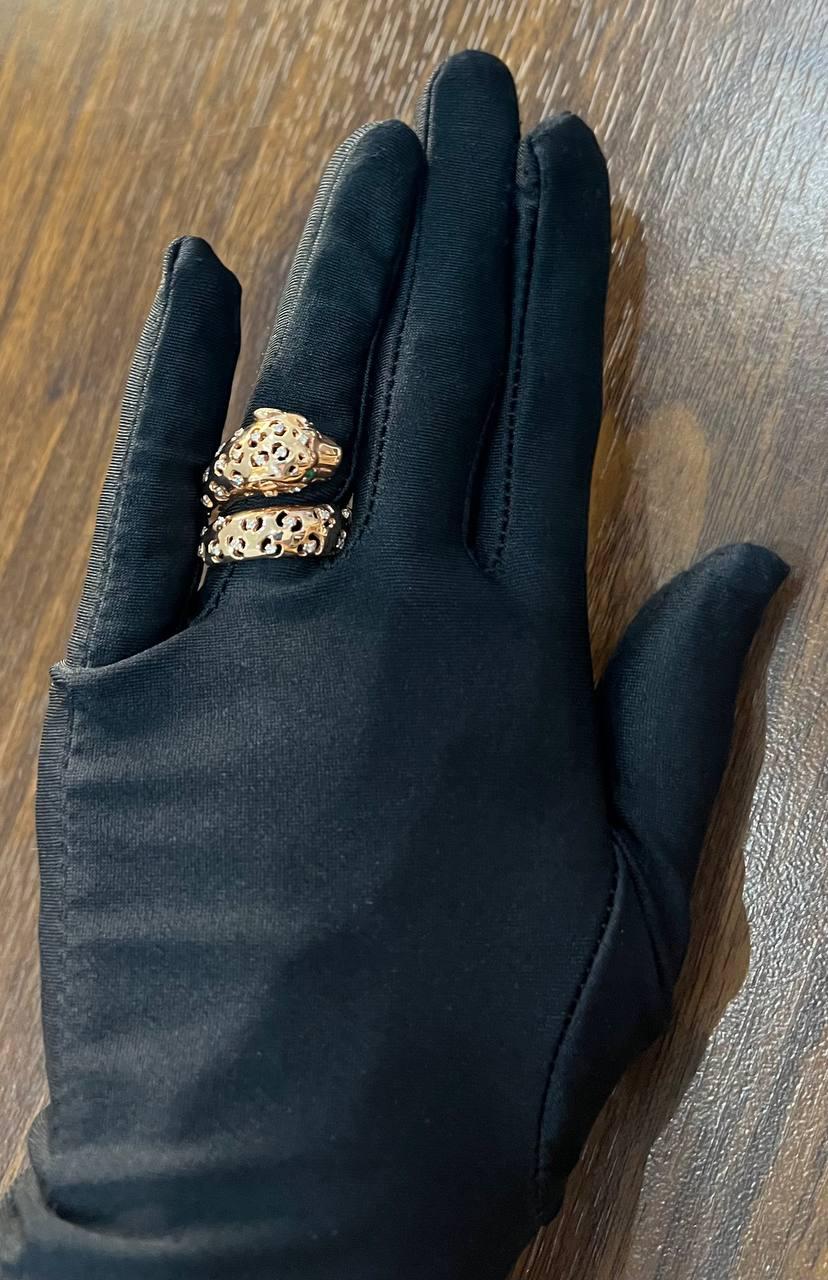 Leopard Jaguar Panther Lion Diamond Emerald 14K Rose Gold Statement Animal Ring