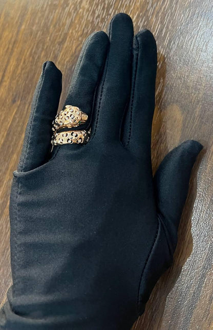 Leopard Jaguar Panther Lion Diamond Emerald 14K Rose Gold Statement Animal Ring