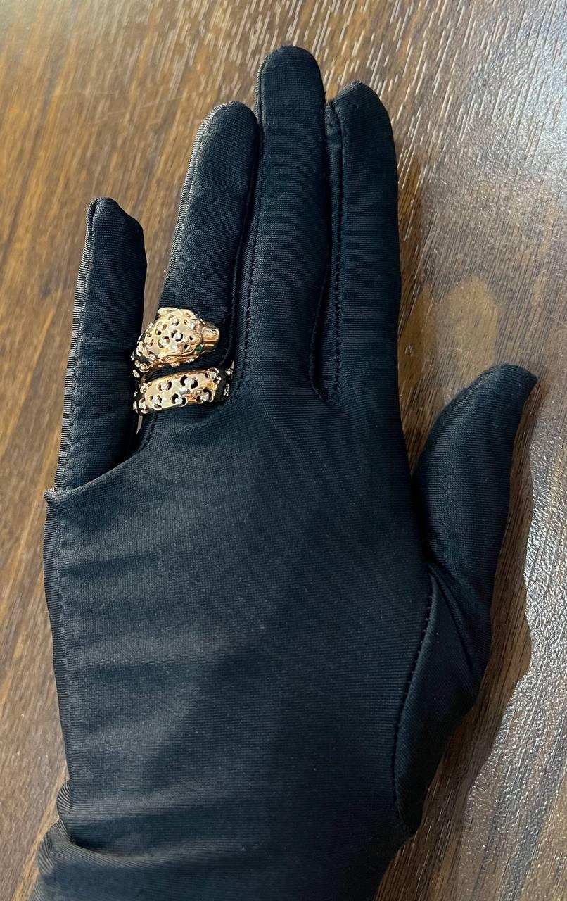 Leopard Jaguar Panther Lion Diamond Emerald 14K Rose Gold Statement Animal Ring