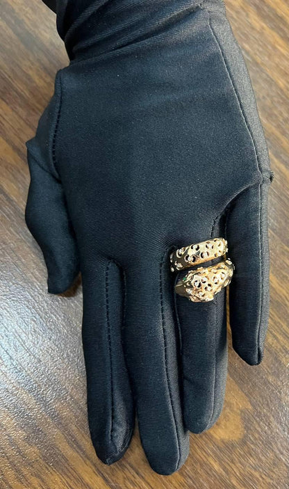 Leopard Jaguar Panther Lion Diamond Emerald 14K Rose Gold Statement Animal Ring