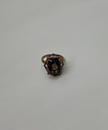 Brown Smoky Quartz Diamond Halo 14K Rose Gold Statement Cocktail Ring
