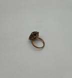 Brown Smoky Quartz Diamond Halo 14K Rose Gold Statement Cocktail Ring