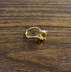 Orange Amber Citrine Brilliant Cut 14K Yellow Gold Diamond Pave Cocktail Ring
