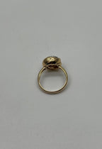 Diamonds Pave Circle Rose Flower Layers 14K Yellow Gold Statement Ring