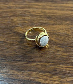 Diamonds Pave Circle Rose Flower Layers 14K Yellow Gold Statement Ring