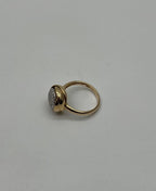 Diamonds Pave Circle Rose Flower Layers 14K Yellow Gold Statement Ring