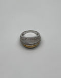 White Golden Yellow Mother of Pearl Diamond Channel Dome 14K White Gold Ring