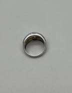 White Golden Yellow Mother of Pearl Diamond Channel Dome 14K White Gold Ring