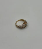Diamond Spiral Waves Sculptural 14K Yellow Gold Statement Cocktail Ring