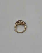 Diamond Spiral Waves Sculptural 14K Yellow Gold Statement Cocktail Ring