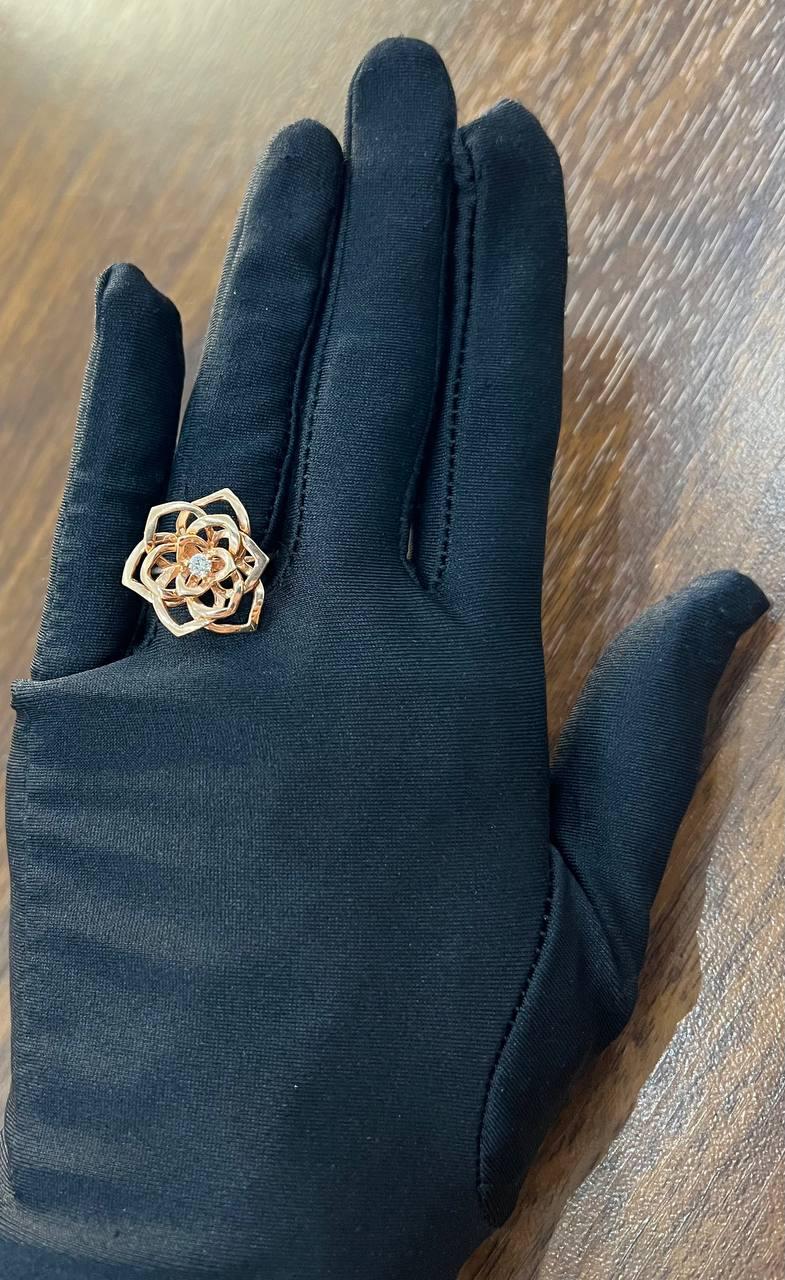 Diamond Floral Flower Lotus Petal Rose 14K Rose Gold Statement Cocktail Ring