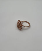 Diamond Floral Flower Lotus Petal Rose 14K Rose Gold Statement Cocktail Ring