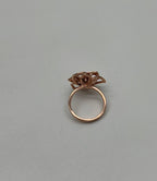Diamond Floral Flower Lotus Petal Rose 14K Rose Gold Statement Cocktail Ring
