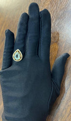 Pear Teardrop Shape Green Amethyst Prasiolite Diamonds Halo Gold Cocktail Ring