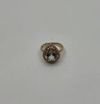 Pear Teardrop Shape Green Amethyst Prasiolite Diamonds Halo Gold Cocktail Ring