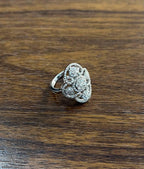 White Brilliant Diamonds Symbol Halo Pave Set 14K White Gold Statement Ring