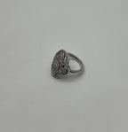 White Brilliant Diamonds Symbol Halo Pave Set 14K White Gold Statement Ring
