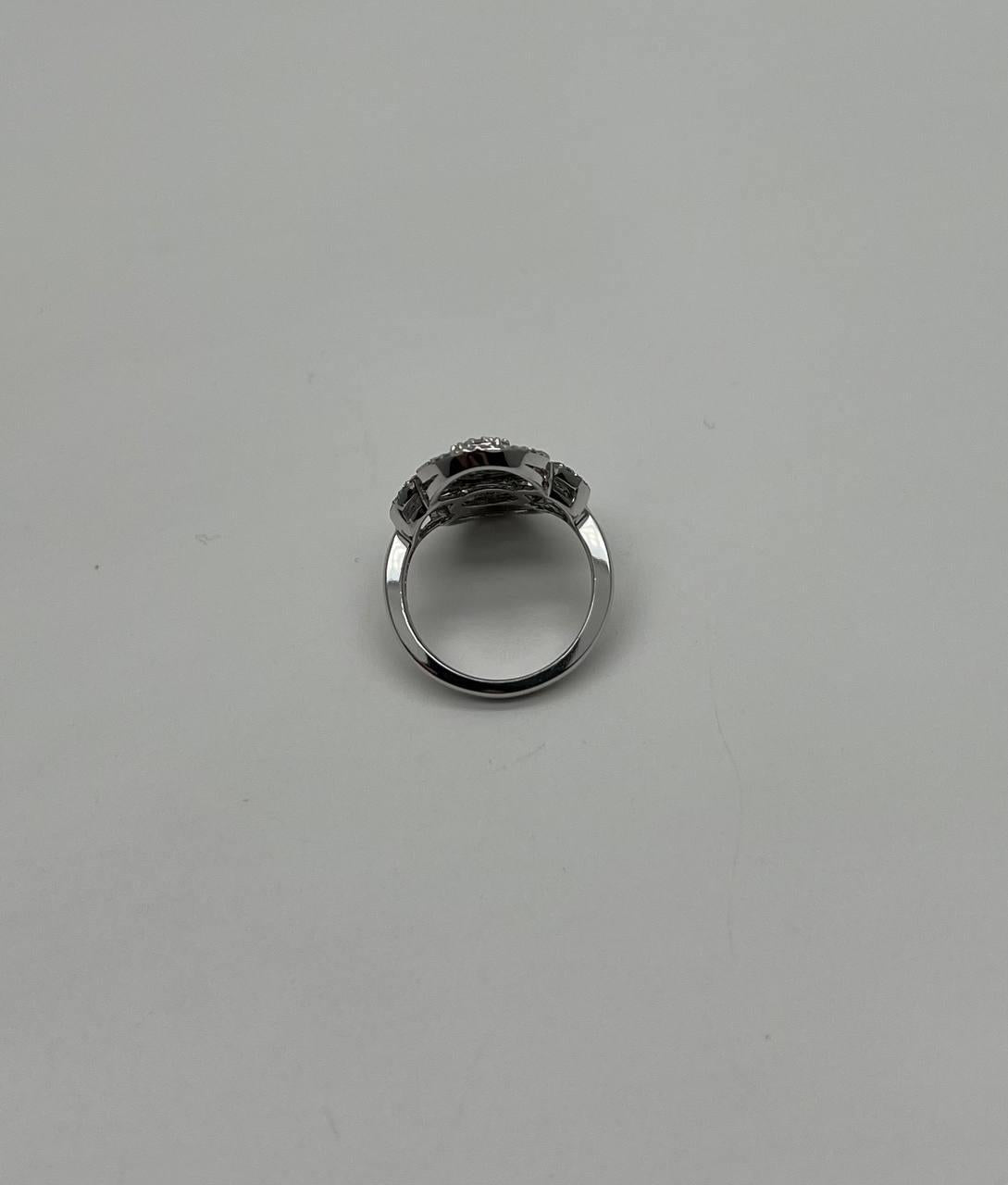 White Brilliant Diamonds Symbol Halo Pave Set 14K White Gold Statement Ring